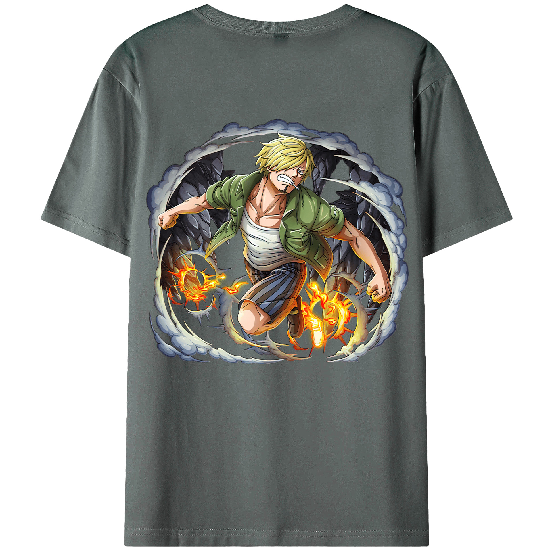 （画像用） ワンピース サンジ ONE PIECE Sanji 綿100％ メンズ半袖Tシャツ（バックプリント） 通気性
